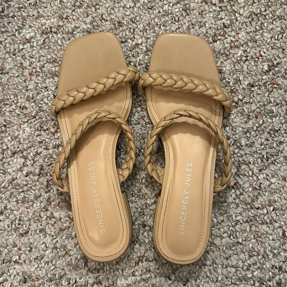 Tan Sincerely Jules Sandals, Size 8